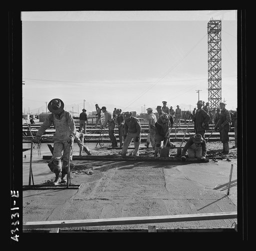 Columbia Steel Company at Geneva, Utah. Steel and concrete go into place rapidly as a new steel mill takes form. The new plant will make important additions to the vast amount of steel needed for the war effort