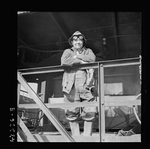 Columbia Steel Company at Geneva, Utah. Bulldozer operator who helps in the construction of a new steel mill which will make important additions to the vast amount of steel needed for the war effort