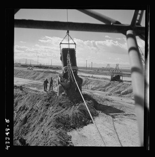Untitled photo, possibly related to: Columbia Steel Company at Geneva, Utah. Draglines are working day and night excavating for the building of open hearth furnaces for a new steel mill which will make important additions to the vast amount of steel needed for the war effort
