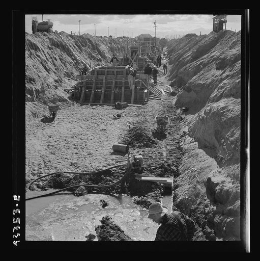 Untitled photo, possibly related to: Columbia Steel Company at Geneva, Utah. Excavating and constructing open hearth furnaces for a new steel mill