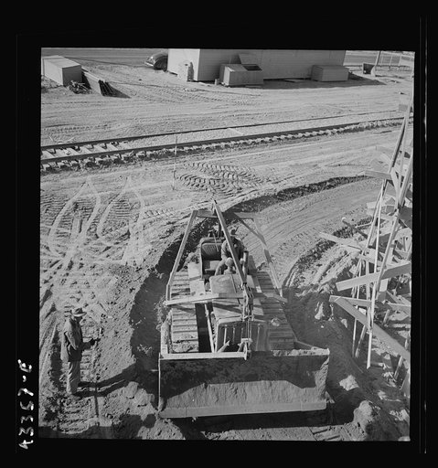 Columbia Steel Company at Geneva, Utah. Bulldozer used in grading during the construction of a new steel mill which will make important additions to the vast amount of steel needed for the war effort