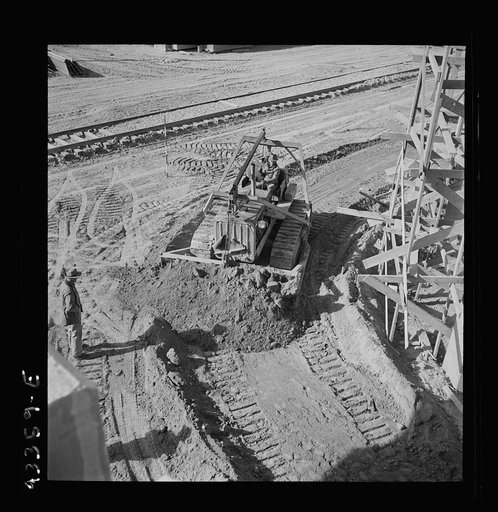 Columbia Steel Company at Geneva, Utah. Bulldozer used in grading during the construction of a new steel mill which will make important additions to the vast amount of steel needed for the war effort