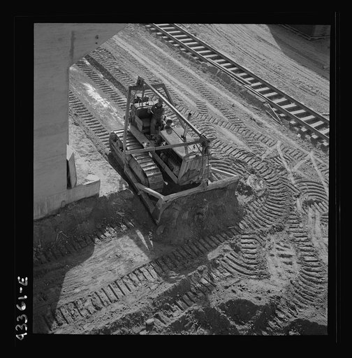 Untitled photo, possibly related to: Columbia Steel Company at Geneva, Utah. Bulldozer used in grading during the construction of a new steel mill which will make important additions to the vast amount of steel needed for the war effort