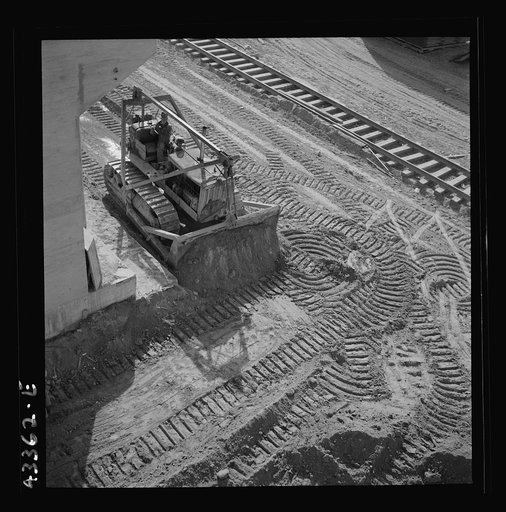 Columbia Steel Company at Geneva, Utah. Bulldozer used in grading during the construction of a new steel mill which will make important additions to the vast amount of steel needed for the war effort