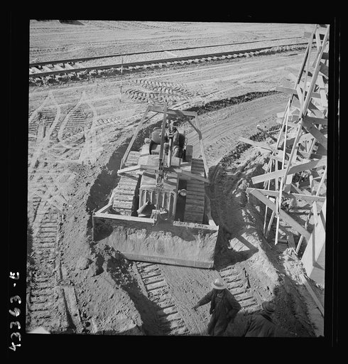 Untitled photo, possibly related to: Columbia Steel Company at Geneva, Utah. Bulldozer used in grading during the construction of a new steel mill which will make important additions to the vast amount of steel needed for the war effort