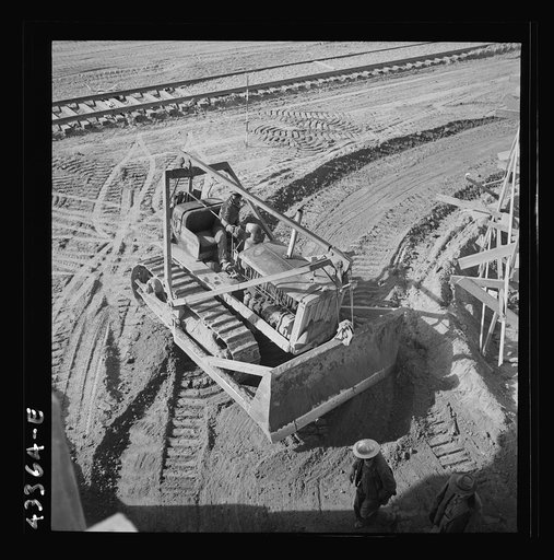 Columbia Steel Company at Geneva, Utah. Bulldozer used in grading during the construction of a new steel mill which will make important additions to the vast amount of steel needed for the war effort