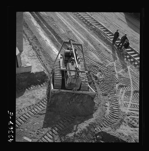 Untitled photo, possibly related to: Columbia Steel Company in Geneva, Utah. Bulldozer used in grading during the construction of a new steel mill which will make important additions to the vast amount of steel needed for the war effort