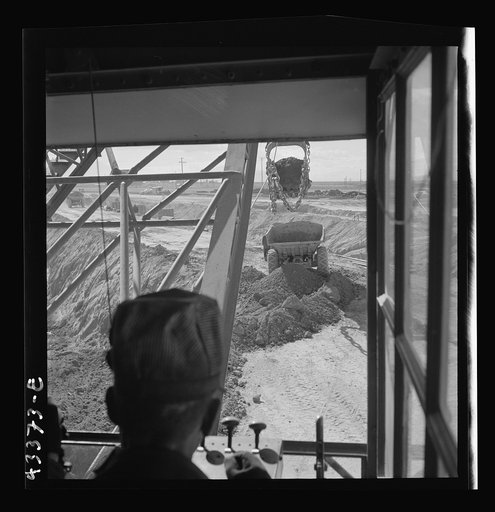 Untitled photo, possibly related to: Columbia Steel Company at Geneva, Utah. Draglines are working day and night excavating for the building of open hearth furnaces for a new steel mill which will make important additions to the vast amount of steel needed for the war effort