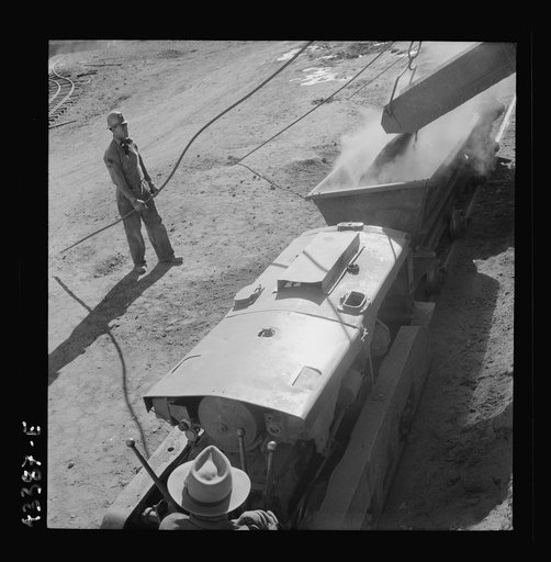 New Idria, California. A mining car used at the workings of the New Idria Quicksilver Mining Company to haul cinnabar, an ore containing mercury