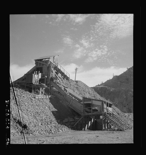 New Idria, California. A part of a mercury extraction plant of the New Idria Quicksilver Mining Company. Triple-distilled mercury is produced from cinnabar, an ore containing sulphur and mercury