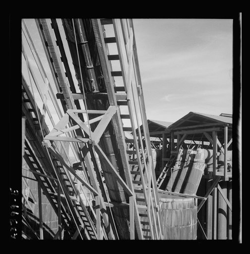 New Idria, California. A view of the mercury extraction plant of the Quicksilver Mining Company where mercury is produced from cinnabar, an ore mined at a number of workings near the plant
