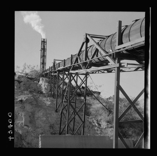 New Idria, California. The mercury extraction plant of the New Idria Quicksilver Mining Company where mercury is obtained from cinnabar mined at nearby workings