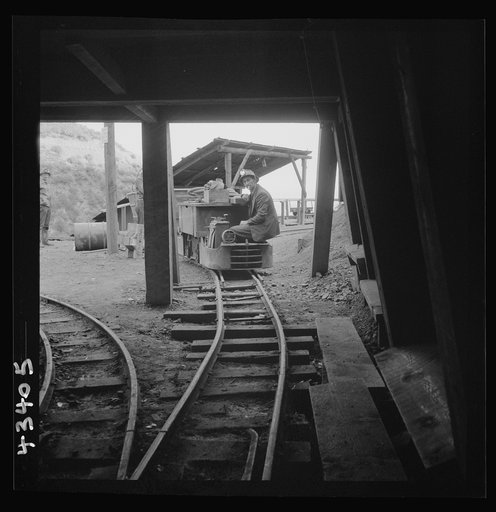 New Idria, California. A mining car used at the New Idria Quicksilver Mining Company's workings to haul cinnabar, an ore containing mercury