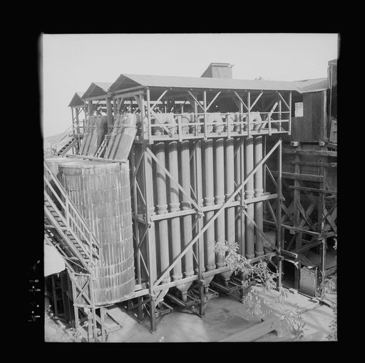 Untitled photo, possibly related to: New Idria, California. A view of the mercury extraction plant of the Quicksilver Mining Company where mercury is obtained from cinnabar, an ore mined at a number of workings near the plant
