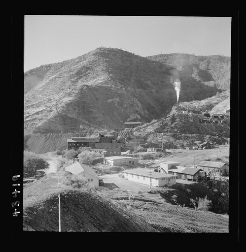 Untitled photo, possibly related to: New Idria, California. The mercury extraction plant of the New Idria Quicksilver Mining Company where mercury is obtained from cinnabar mined at nearby workings