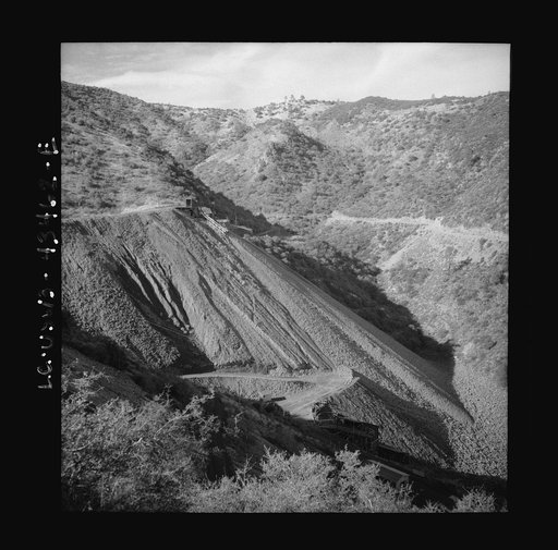 Untitled photo, possibly related to: New Idria, California. View of the New Idria Quicksilver Mining Company's workings where cinnabar, an ore containing mercury, is obtained