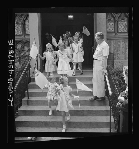 Brooklyn, New York. Children leaving the Sunday school at the Church of the Good Shepherd