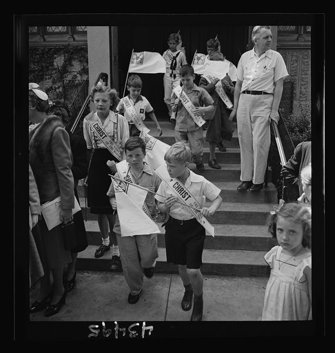 Brooklyn, New York. Children leaving the Sunday school of the Church of the Good Shepherd