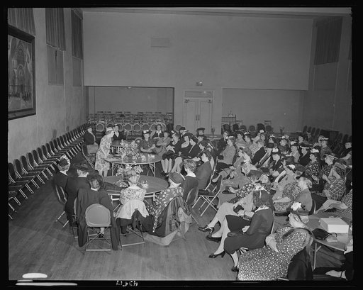 Untitled photo, possibly related to: Brooklyn, New York. A woman speaker addressing the church women at the community house of the Church of the Good Shepherd