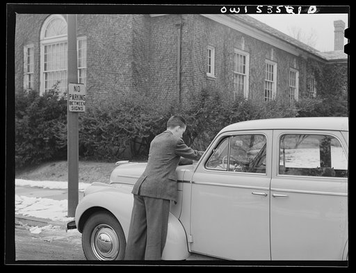Wilmington, Delaware. Tower High School, noted country day school for pupils from three to eighteen years of age. A high school pupil who drives some distance to attend the school, is finding a ticket on his car which he received for parking in a "no parking area"