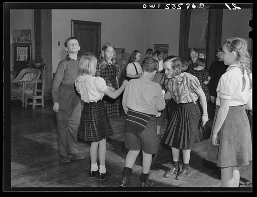 Wilmington, Delaware. Tower Hill School, noted country day school for pupils from three to eighteen years of age. Children learning a dance