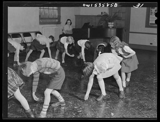 Wilmington, Delaware. Tower Hill School, noted country day school for pupils from three to eighteen years of age. Young boys and girls in an interpretive dance class