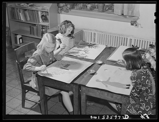 Wilmington, Delaware. Tower Hill School, noted country day school for pupils from three to eighteen years of age. Girls in an art class