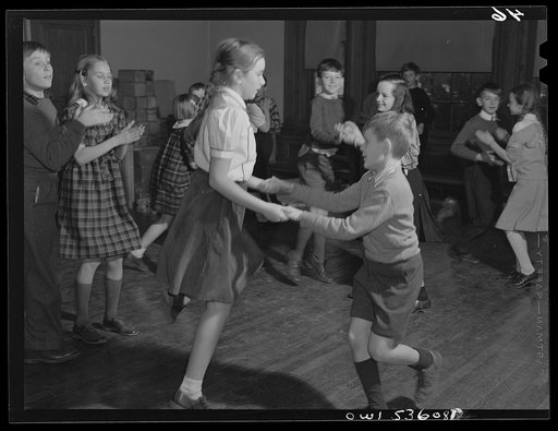Wilmington, Delaware. Tower Hill School, noted country day school for pupils from three to eighteen years of age. Young pupils learning a dance