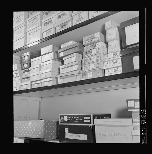 West Danville, Vermont. The shelves in G. S. Hastings's general store, holding 8,000 to 10,000 items which are clearly marked with "calling price"