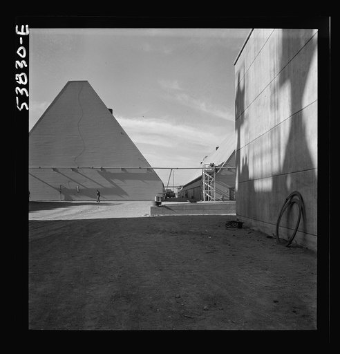 Las Vegas, Nevada. Buildings of the Basic Magnesium Incorporated plant in the southern Nevada desert, showing a peat storage building at the left
