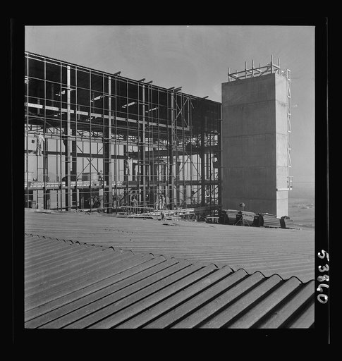 Las Vegas, Nevada. A view of the steel structure of one of the huge buildings being built at the Basic Magnesium Incorporated plant which will produce the lightest of all metals for aircraft and other wartime manufacturing