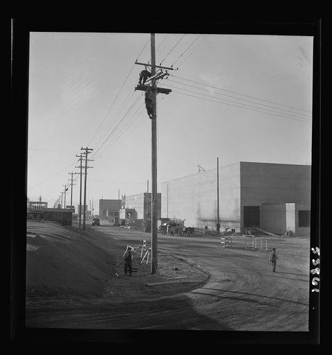 Las Vegas, Nevada. A view of construction of telephone lines, roads and buildings of the Basic Magnesium Incorperated plant, where the lightest of all metals will be produced for aircraft and other wartime manufacturing