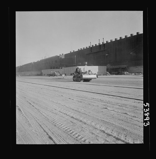 Las Vegas, Nevada. Ground being leveled at the Basic Magnesium Incorporated plant, showing a series of structures in the background where the lightest of all metals will be produced