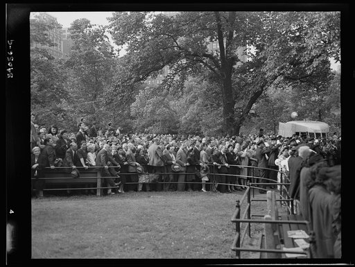 New York, New York. A crowd on D-day in Madison Square