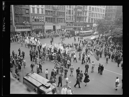New York, New York. June 6, 1944. Part of the parade on D-day, Madison Square