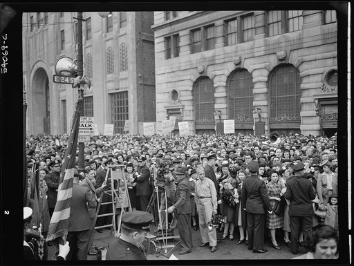 New York, New York. A crowd on D-day in Madison Square
