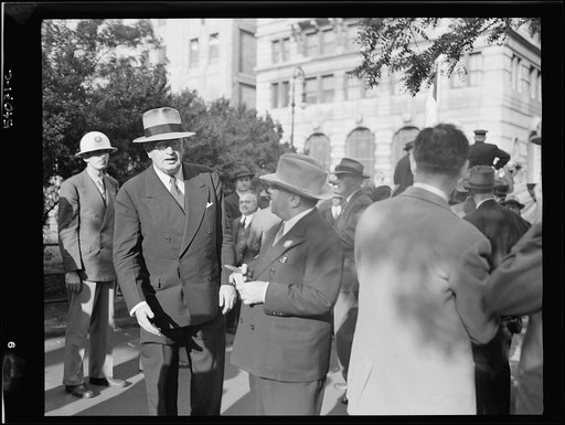 New York, New York. A crowd on D-day in Madison Square. Mayor Fiorello La Guardia standing in the crowd