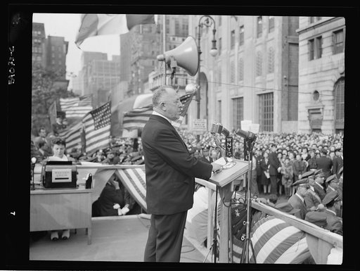New York, New York. June 6, 1944. Monsignor William E. Cashin at the D-day rally in Madison Square