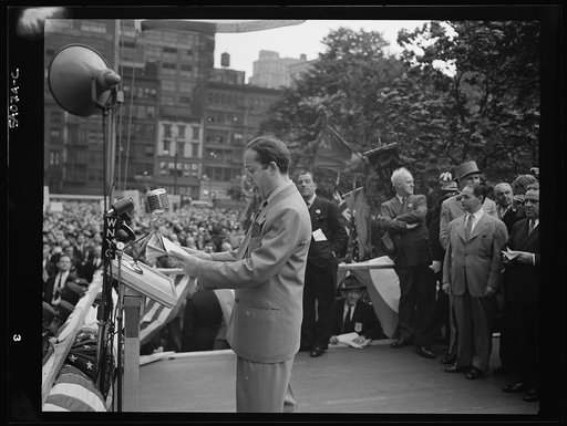 New York, New York. June 6, 1944. Igor Gorin at the D-day rally in Madison Square