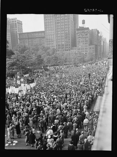 New York, New York. Some of the crowd at Madison Square on D-day