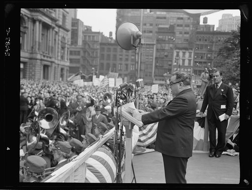 New York, New York. June 6, 1944. Mayor Fiorello La Guardia at the D-day rally in Madison Square