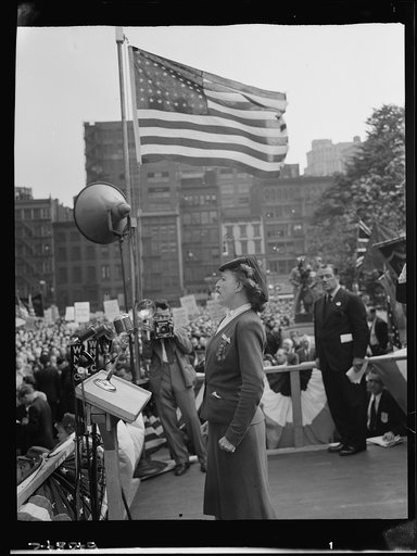 New York, New York. June 6, 1944. D-day rally in Madison Square