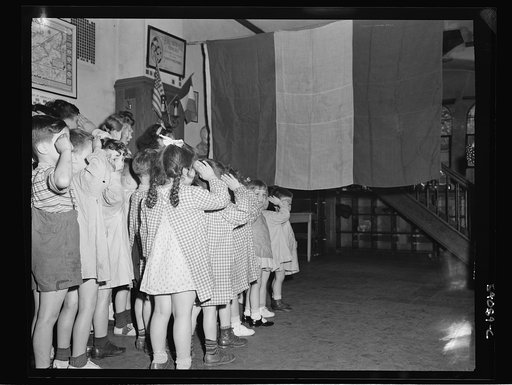 New York, New York. June 6, 1944. Preschool age children at L'Ecole maternelle francaise on D-day