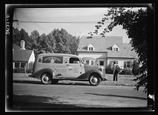 Bethesda, Maryland. A Battery Park Market truck on the door of which is displayed a United States Truck Conservtion Corps pledge