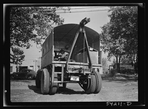 Untitled photo, possibly related to: Washington, D.C. A United States Government truck equipped with a winch and double tires for heavy hauling