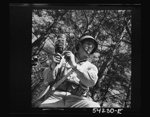 Untitled photo, possibly related to: Fort Belvoir, Virginia. A soldier learning to throw a hand grenade