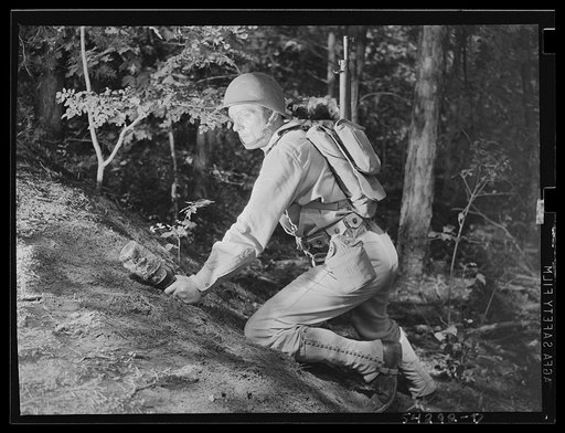 Untitled photo, possibly related to: Fort Belvoir, Virginia. A soldier learning to throw a hand grenade