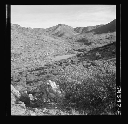 Untitled photo, possibly related to: Kingman (vicinity), Arizona. A general view of the desert mountain type of country in which tungsten ore is mined by the Boriana mining company