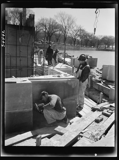 Construction of a million dollar bridge across the Tidal Basin. Archie A. Alexander, Negro, senior partner