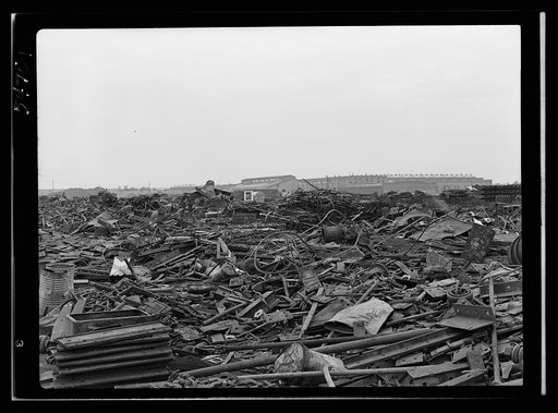 Boston and Maine railroad shops at Billerica, Massachusetts. Some of the metal scrap which will have to be assorted according to size and shape